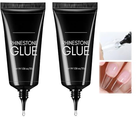 Rhinestone Glue – 3D Nail Gel Sculpting Gel, 30g x 2 Super Adhesive for Nail Charms, Gems, Rhinestones, Crystal Stones, Jewels & Diamonds