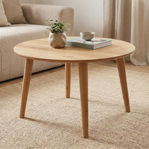 skølm Mjölnir Couchtisch rund Ø70 cm, Eiche massiv, Natur geölt, Sofatisch | Wohnzimmertisch, kleiner Beistelltisch, Holztisch Wohnzimmer, Coffee Table, Massivholztisch, Wohnzimmermöbel