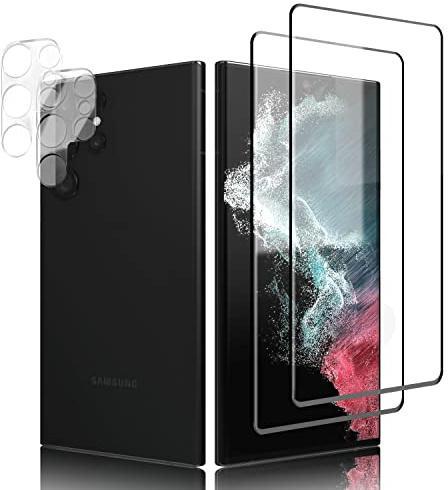 Schutzfolie für Panzerglas für Samsung Galaxy S22 Ultra, Kompatibel mit Fingerabdrucksensor [2+2 Stück] 9H Displayschutz Folie Glas mit Kameraschutz für Samsung S22 Ultra