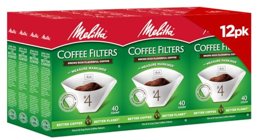 Melitta #4 Kegel-Kaffeefilter, Weiß, 40 Stück (12 Stück), 480 Filter insgesamt, Verpackung kann variieren
