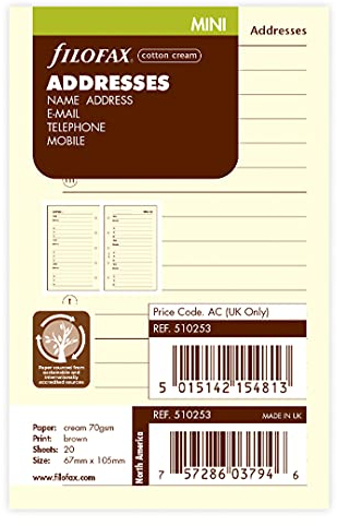Filofax 510253 Mini Name/Adresse/Telefon Organizer, cotton cream