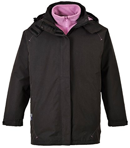 Portwest S571 Elgin 3-in-1 Women's Jacket Long Sleeve 5 Pockets Two-Way Zip | Black, Small, EN 343 Class 3:1, Regular Fit, Interactive Fleece, Pack Away Hood, Easy Closure, Hook and Loop Cuffs, Corporate