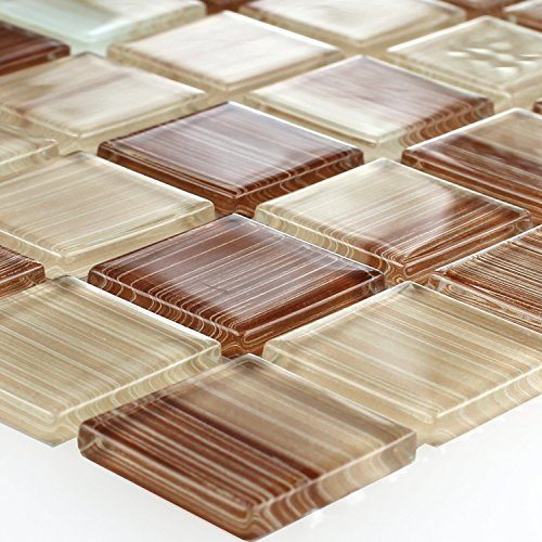 Glas Mosaikfliesen Lafayette Braun Beige Gestreift Wand Bordüre Badezimmer Küche