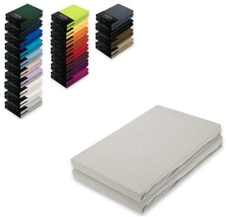 EXKLUSIV HEIMTEXTIL Jersey Spannbettlaken Doppelpack 180-200 x 200 cm 100% Baumwolle Öko - Tex Zertifiziert, Markenqualität, Matratzenhöhe bis 25 cm, Silber