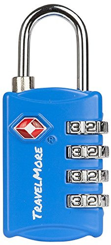 TSA-Schloss Zahlenschloss 4-stellig klein - Hochleistungs-Vorhängeschloss - Ihr eigenes Vorhängeschloss mit 4-stelliger Zahlenkombination für Reisen, Gepäck, Koffer &Rucksack - 1er-Pack Blau
