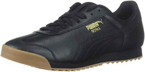 PUMA Men's Roma Sneaker, Black/Team Gold, 9 UK