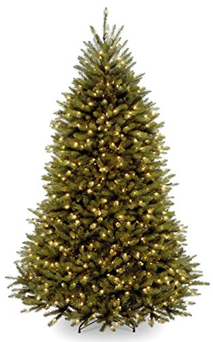 National Tree Company 6 ft Pre-Lit Dunhill Fir Artificial Christmas Tree, 600 Warm White LED Lights, 1,430 Tips, Includes Stand, Green