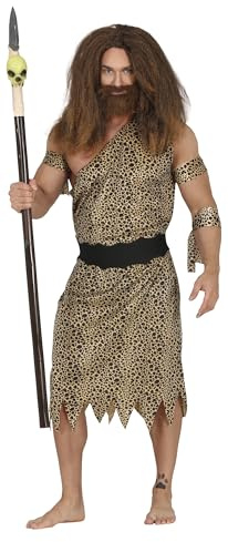 FIESTAS GUIRCA Disfraz Hombre Cavernícola Salvaje - Disfraz Edad de Piedra Estampado Leopardo Hombre