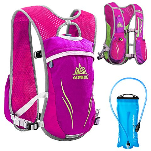 TRIWONDER Running Vest Women Men Lightweight Breathable 5.5L Hydration Backpack Water Vest Pack for Trail Marathon Hiking Cycling (Rose Red - with 2L TPU Water Bladder)