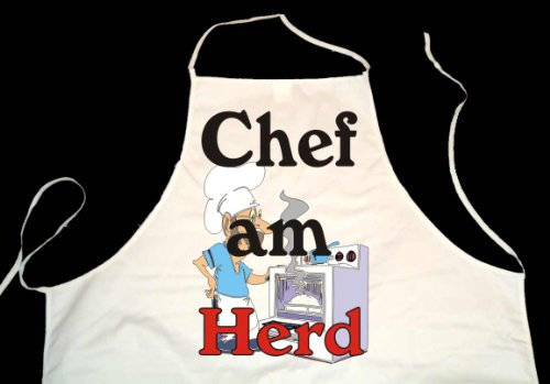 ShirtShop-Saar Chef am Herd; Grillschürze (Latzschürze, Kochschürze), weiß