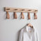 CKB LTD Raw Oak and Leather 5 PEG Rail for Hallway Or Bedroom Wall Mounted Rail Hanger for Coats Hats Drape Scarves Key Hook - Large H20 x W75 x D6.5cm