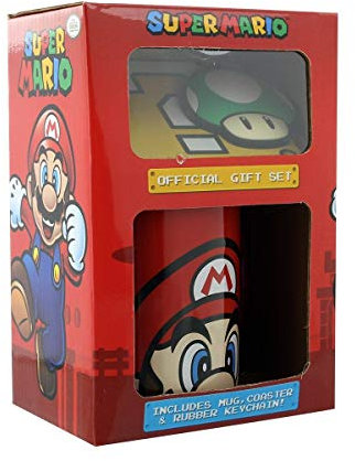 Cup of Tees Super Mario Mario Mug, Coaster and Keychain Gift Set