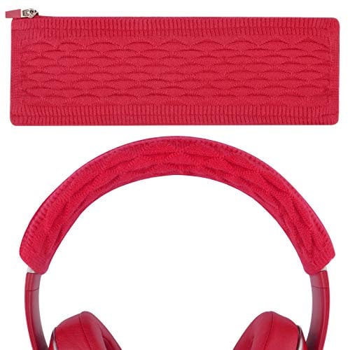 Geekria Thickening Warmers Sweater Headband Cover, Stretchable Knit Fabric Protector Sleeve, Compatible with B Studio3, Solo3, Solo2.0, Bose QC35II, QC25 Headphones (Red)