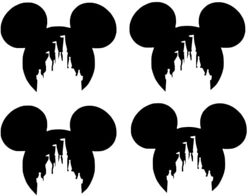 Pack of 6 Mouse Face Magic Castle Kingdom Sticker Decals in a Variety of Colours and Sizes (Black, 8cm x 7cm)
