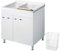 Negrari Classica Lavatoio Montato 75x60 L75 P60 H85 cm Bianco Cesto Appoggio Mobile Legno 2 Vasche Polipropilene Termoformatura Asse Pino Piedini Anta Rallentata Sportello Arrotondato Maniglia Cromo
