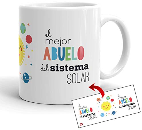 Kembilove Taza el Mejor Abuelo del Mundo – Taza con Mensaje El Mejor Abuelo del Sistema Solar – Regalo Hermana Original – Regalos Originales para cuñados – Tazas Originales