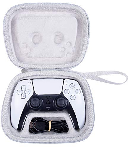 Khanka Carcasa rígida de repuesto para mando inalámbrico Sony Playstation 5 DualSense (gris y blanco)
