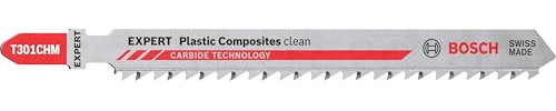 Bosch Professional 3x Lame per seghetto alternativo Expert Plastic Composites Clean T 301 CHM (per WPC legno plastica, Composito superficiale massiccio, lungh 117 mm, accessorio Seghetto alternativo)