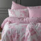 LERUUM Double Duvet Cover Sets Cotton Summer Bedding Set Pink Floral Striped Reversible Shabby Chic Quilt Cover Bed Set (Pink Double)