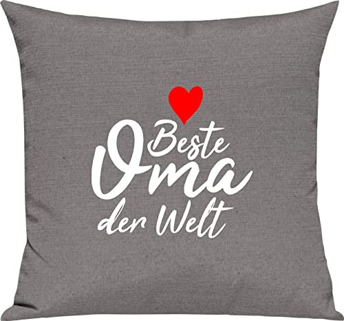 Kleckerliese Dekokissen Beste Oma der Welt Kissenbezug Kissen Kissenhülle 40x40cm, Farbe Grau