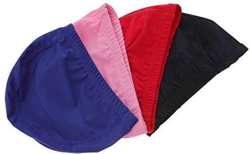 VOSAREA 4 Pièces Bonnet De Bain Bonnets De Bain Chapeaux De Natation pour Hommes Nylon Petite Fille Chiffon à Usage Général Adulte
