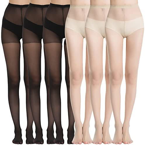MANZI Women's Everyday Energy Silk Sheer Soft Tights 20 Denier 3 Black,3 Nude L