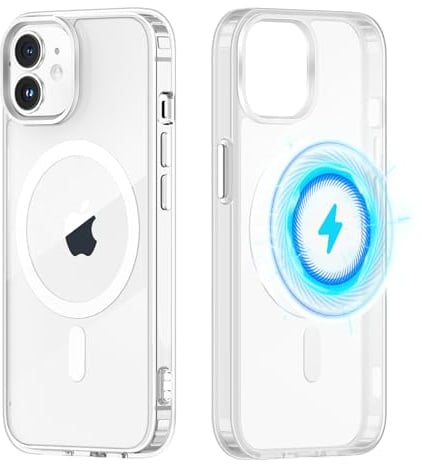 Yoedge Magnetica Trasparente Cover per iPhone 12 Mini Compatibile con MagSafe 5,4 pollice, Custodia con Magneti Integrati Sottile Morbida Silicone TPU e PC Back Antiurto Protettivo Cover, Trasparente