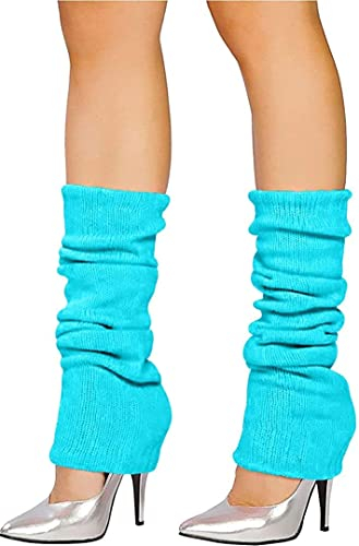 The Fancy Dress Angies Fashion Luxurious Ladies 80's Dance Plain Ribbed Leg Warmers Neon Leg warmers in Hot Pink 12 Colours (Turquoise)