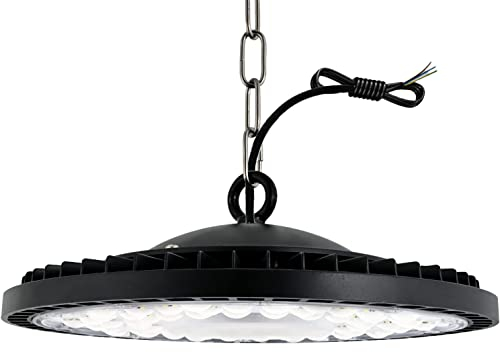 Jefedana 200W LED Strahler Industrielampe, 20000LM UFO Werkstattlampe IP65 High Bay Licht, 6500K Kaltweiß Hallenbeleuchtung für Werkstätten Industrie Fabrikhallen