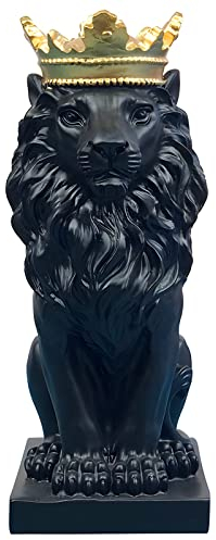NUACOS Kronen-Löwen-Statue Der König der Bestien Harz-Tier-Skulptur im nordischen Stil Heim- und Arbeitsdekoration, Dekoration, Mann (schwarz)