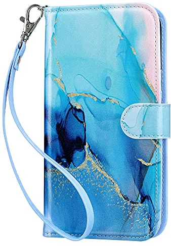 ULAK for iPhone 14 Case Wallet, Flip Case with Card Holder PU Leather + TPU Bumper Stand Cover Kickstand Full Protective Phone Case for iPhone 14 6.1 inch - Marble