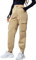 SOLY HUX Damen Cargo Hose Classics Cargohose Straight Hohe Taille Capri Lange Hosen Streatwear mit Taschen Khaki XS