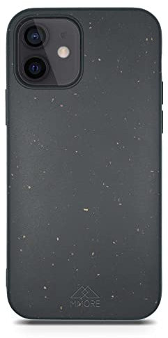 MMORE Biodegradable Phone Case Compatible with iPhone - Eco-Friendly, Compostable, Made from Plants (Black, iPhone 12 Mini)