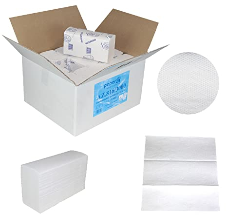 hochweiße Zellstoff Papierhandtücher/Falthandtücher | 2-lagig | 21x24 cm | plastikfreie Verpackung | Interfalz/N-Falz | für alle gängigen Spender | Lieferumfang: 15x200=3000 Tücher im Karton