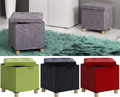 VCM Stoff Sitztruhe | Maße ca. H. 40 x B. 38 x T. 38 cm | Kiste für flexiblen Einsatz in Allen Wohnräumen | Aufbewahrungsbox | Sitzhocker - Sizos M