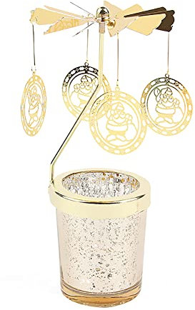 Portacandela Antivento in Vetro, Porta Candele a Forma di Giostra, Portacandele Motivo Babbo Natale, Porta Candela Regalo per Matrimonio, Compleanno, Natale