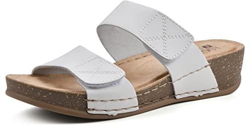 WHITE MOUNTAIN Damen Fervent Keilsandale, Weißes Leder, 39 EU
