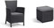 Keter Allibert by Gartensessel Iowa, Graphit/cool Grey & Allibert by Cube Hocker mit Stauraum, grau, inkl. Kissen, Deckel abnehmbar, Flache Rattanoptik, wetterfest, 42x42x39cm
