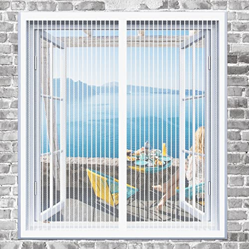 Fliegengitter Für Dachfenster 90 x 140 cm Fenster Mückengitter Kein Bohren Kinderleichte Montage Fenster-Fliegengitter Für Alle Fenster Bis, Weiß