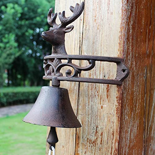 Türglocke Gusseisen Glocke Türklingel Aus Gusseisen, Große Glocke 13cm, Schild Mit Hirsch, Wandklingel für Spielhaus/Lebensmittelgeschäft/Garten, Wetterfest