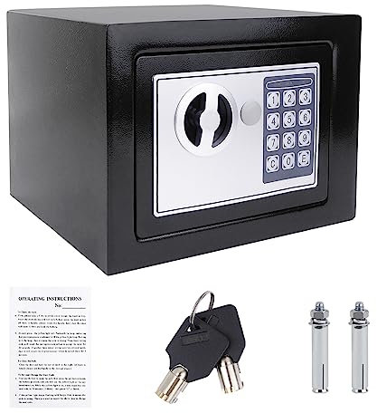 Coffre-fort de 4,6 Litres, Coffre-fort Électronique Coffre-fort numérique Coffre-fort en Acier avec Serrure électronique à 2 clés, 23x17x17cm, Noir