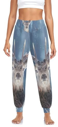 Anantty Damen Yogahose Aquarell Rentier Winter Haremshose Dance Hosen Harem Yoga Pilates Hosen
