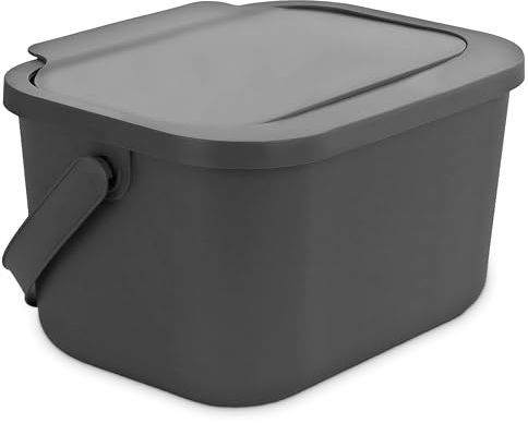 Go Practic Biomülleimer Küche 4,5L Komposteimer, Küchen Mülleimer Grau mit Deckel, Bio für Obst- und Gemüseabfälle, Bioabfallbehälter zur Trennung, Click-Funktion, Abfallbehälter zur Mülltrennung