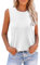 Zeagoo Tank Top Damen Weiß Ärmellose Sommer T Shirt Einfarbig Basic Rundhals Oberteile Weste XXL