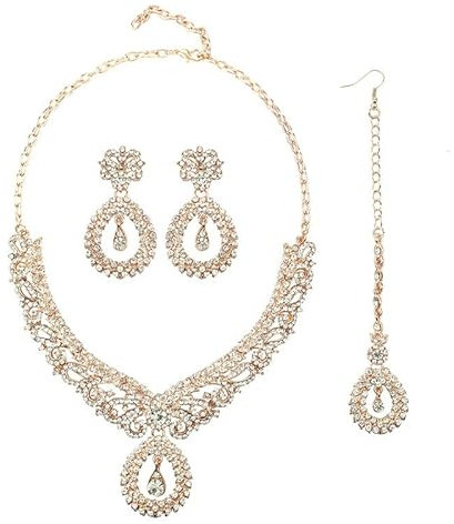 MAIGO Indian Jewellery Set - Gold Necklace, Head Jewellery, Women's Bridal Set