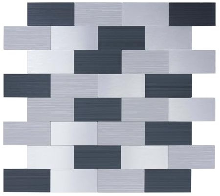 Dalsys Wandpaneele selbstklebend 1m², 11 Stück Grau Mix Silber Wandverkleidung feuchtigskeitsbeständig, Premium Qualität für Bad und Küche, rechteckige Form