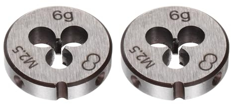 QUARKZMAN 2 Stück Runde Schneideisen, Metrisches M2,5 x 0,45 Gewinde (Linksgewinde), Legierter Werkzeugstahl Schneideisen Reparaturwerkzeug