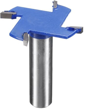sourcing map T Slot Cutter Rabbet Router Bit 1/2 Shank 1-25/32 (45mm) x 1/8 (3mm) 4 Wing Carbide Slotting Cutter Rabbeting Slab Flattening Router Bits for Wood
