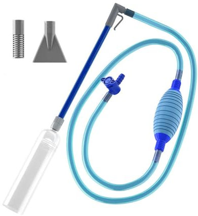 bephible Aspirateur de piscine amovible sans fil avec 2 adaptateurs de buse - Siphon transparent - Valve réglable - Changement d'eau - Bleu - Long