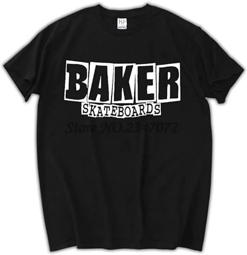 New Baker Skateboards Logo Short Sleeve Black Men's T-Shirt Men Top Tees Dark Grey Size L